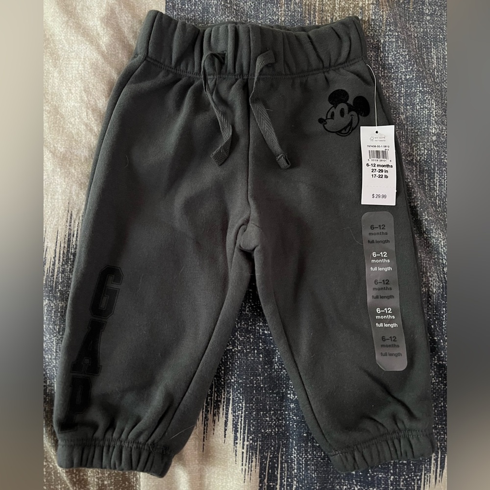 GAP Disney Mickey sweatpants size 6-12 months NWT